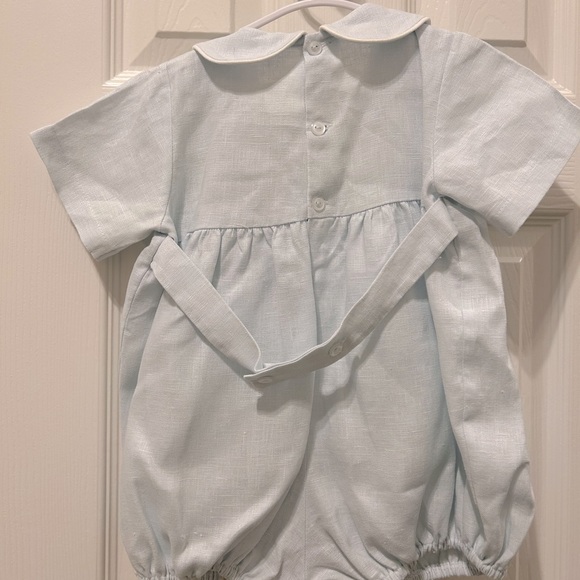 Lullaby Baby blue linen bubble with collar and buttons size 24m - Picture 2 of 3